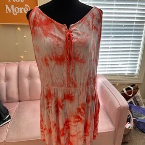 Plus Size Forever 21 Size 3X Vibrant Tie Dye Coral Romper